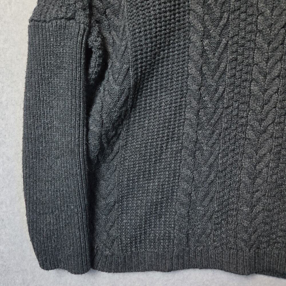 Karen Hart Charcoal Gray Cable Knit LS Drop Shoulder Sweater Women's Large - Picture 5 of 12